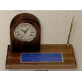 Walnut Desk Set w/ Arch Clock & Pen